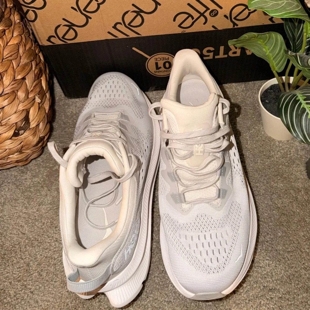 Hoka Light Gray Athletic Shoes